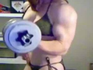 Teen FBB Flex And Work Out On Webcam